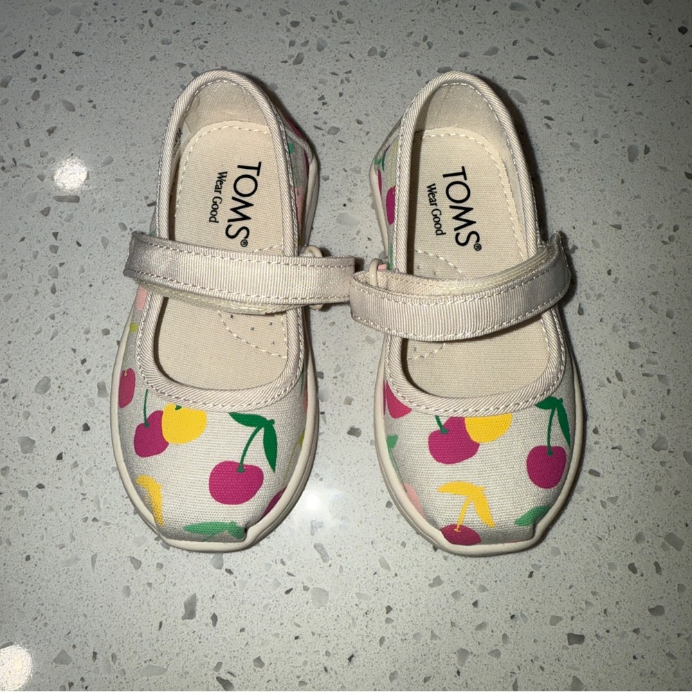 TOMS Toddler Colorful Cherry Mary Jane Shoes Size 5